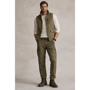 Polo Ralph Lauren Olive Green Military Cargo Pants Combat Mens Tall Sz 36Tx36